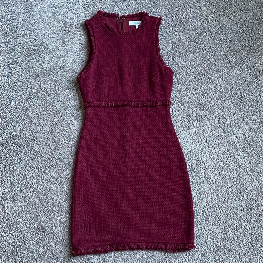 Tweed Burgundy Sleeveless Dress